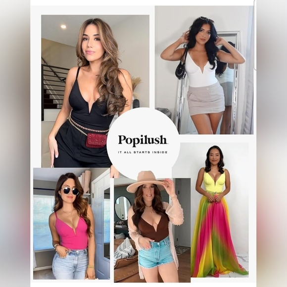 Popilush Women's White Deep V Shapewear Tummy Control Corset Bodysuit Size XL - Picture 2 of 10